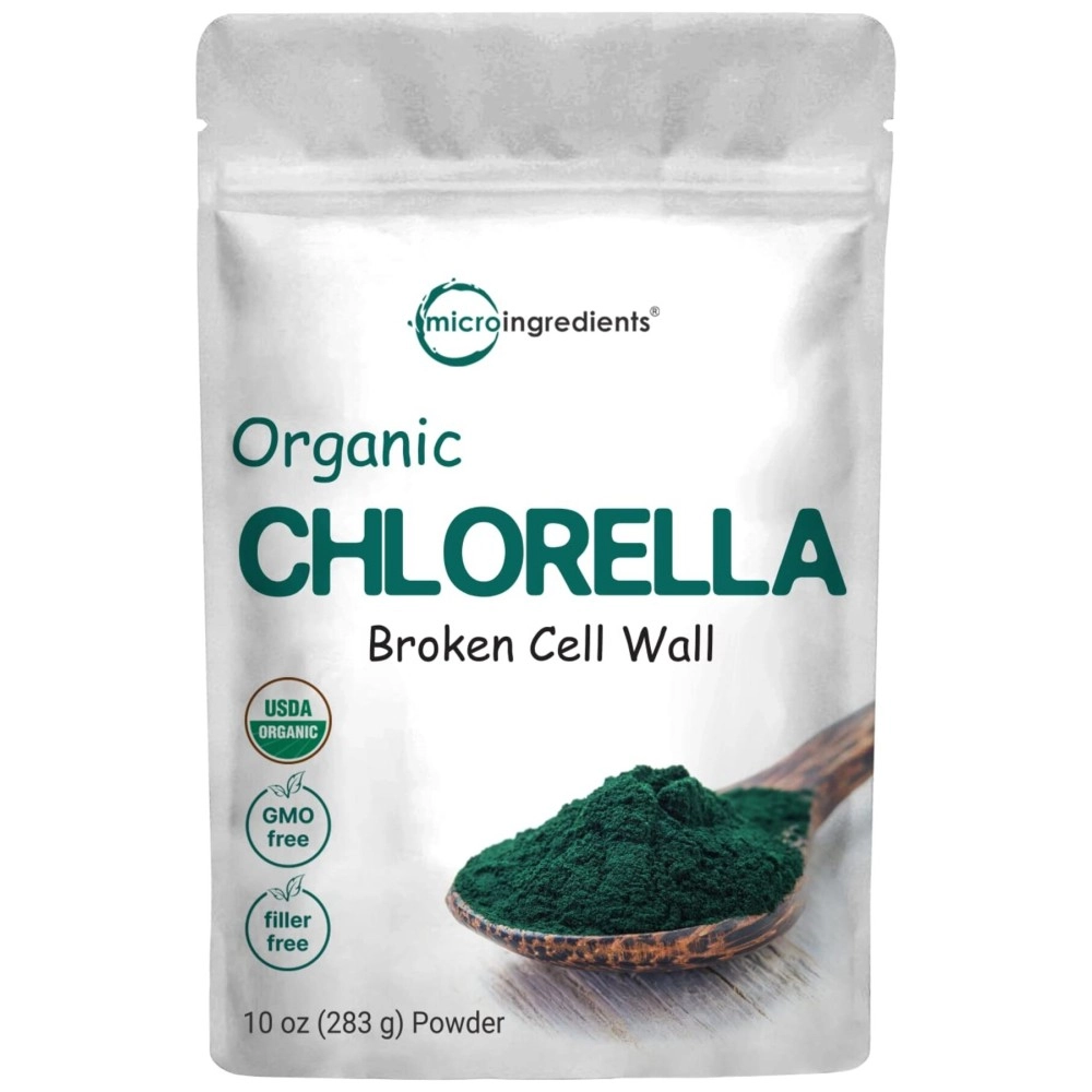 Organic Chlorella Powder 8 Ounce, Rich in Immune Vitamins, Proteins, Chlorophyll, Minerals, Amino Acids, Fatty Acids and Fiber, Chlorella Supplement, Support Immune System, Vegan Friendly