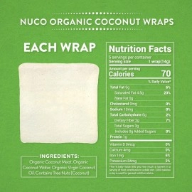 NUCO DUO Certified Organic, SHELF STABLE, All Natural, Paleo, Gluten Free, Vegan Non-GMO, Kosher Raw Veggie NUCO Coconut Wraps. NO Salt Added Low Carb and Yeast Free 10 Count Various Quantities