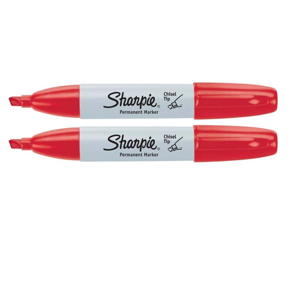 Sharpie Permanent Marker, Chisel Tip, Red, 2 Count