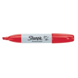 Sharpie Permanent Marker, Chisel Tip, Red, 2 Count