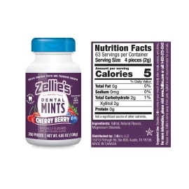 Zellies Xylitol Sweetened Cherry Berry Mints, 250 Count Jar