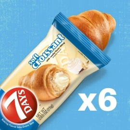 7 Days Soft Croissant, Vanilla Croissant, Breakfast Pastry, Individually Wrapped On The Go Snack, Non-GMO, 2.65 Ounce (Pack of 6)