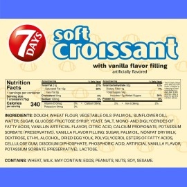 7 Days Soft Croissant, Vanilla Croissant, Breakfast Pastry, Individually Wrapped On The Go Snack, Non-GMO, 2.65 Ounce (Pack of 6)