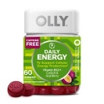 Olly Daily Energy Gummy, 30 Day Supply (60 Gummies), Tropical Passion, Vitamin B12, CoQ10, Goji Berry, Caffeine Free, Chewable Supplement,Daily Energy, 60 Count