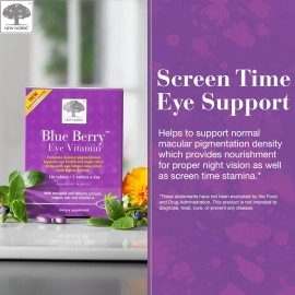 New Nordic Blue Berry Strong | Eye & Vision Support Supplement | Lutein Eyebright & Bilberry | Swedish Made | 120 Tablets (Pack of 1)