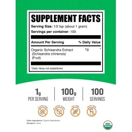 BulkSupplements.com Schisandra Extract Powder - Schisandra Supplement, from Schisandra Berries - 1000mg of Schisandra Berry Extract per Serving, Gluten Free (100 Grams - 3.5 oz)