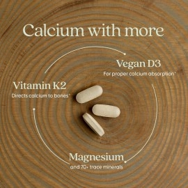 New Chapter Calcium Supplement - Bone Strength Organic Red Marine Algae Calcium - with Vitamin D3+K2 + Magnesium, 70+ Trace Minerals for Bone Health, Gluten Free, Easy to Swallow - 120 Slim Tablets