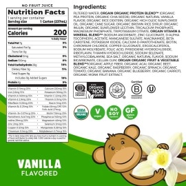 Orgain Organic Kids Nutritional Vegan Protein Shake, Vanilla - Healthy Kids Snacks, 8g Plant Protein, 3g Fiber, 23 Vitamins & Minerals, No Dairy & Soy Ingredients, Non-GMO, 8 Fl Oz (Pack of 12)