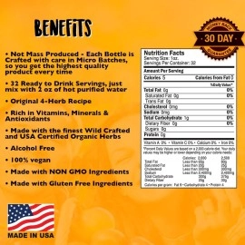 Essiac Tea, 32 Ounce Extract | Immune System, Liver and Lymphatic Support | Based on Original Recipe and Made in the USA | Certified Organic and Wild Crafted Herbs | No Alcohol and Easy Preparation