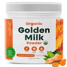 Premium Organic Turmeric Golden Milk Powder with 8 Superfoods- Bioavailable, Delicious & Vegan Golden Milk, Turmeric Tea & Turmeric Latte with KSM66 Ashwagandha, Turmeric, Ginger & Cinnamon Bark