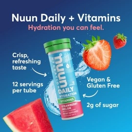Nuun Vitamins Electrolyte Tablets with Vitamin D, C, E, A, & B6, Folic Acid, Magnesium & 4 Other Essential Electrolytes, Gluten Free & Vegan, Mixed Fruit, 4 Pack (48 Servings Total)