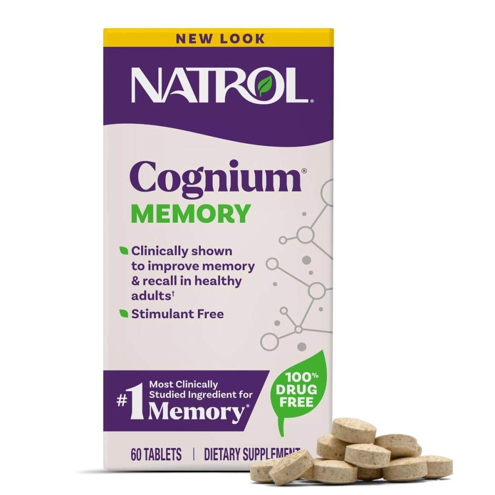 Natrol Cognium Memory Tablets, Brain Health Support Supplement, Keeps Memory Strong, Clinically Shown to Improve Memory and Recall in Healthy Adults, Safe and Stimulant Free, 100mg, 60 Tablets