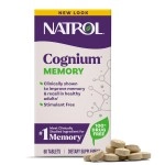 Natrol Cognium Memory Tablets, Brain Health Support Supplement, Keeps Memory Strong, Clinically Shown to Improve Memory and Recall in Healthy Adults, Safe and Stimulant Free, 100mg, 60 Tablets