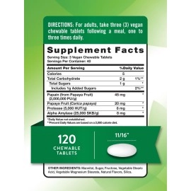 Nature\'s Truth Chewable Papaya Enzyme 120 Tablets