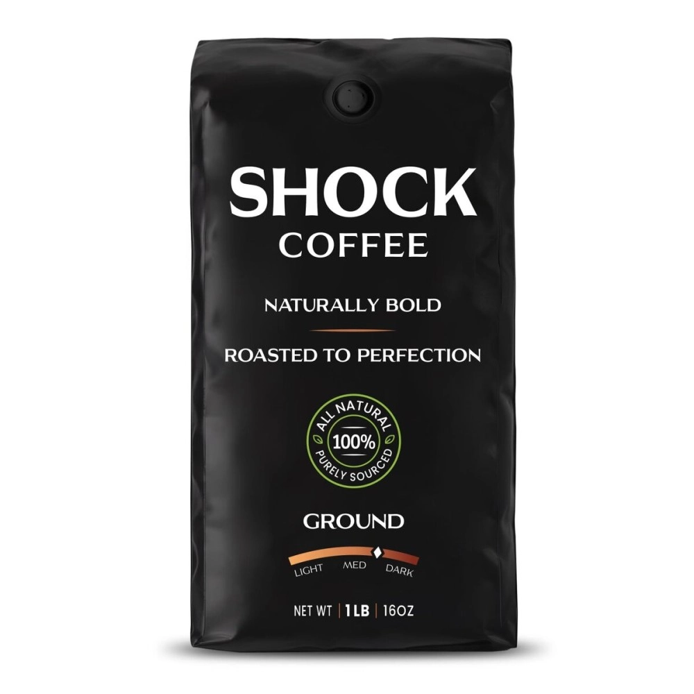 Shock Coffee Ground The Strongest Caffeinated All-Natural Coffee - 1 LB
