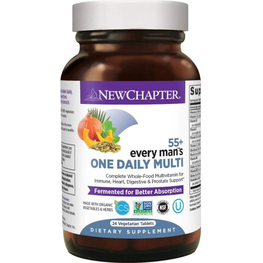 New Chapter Multivitamin for Men 50 Plus - Every Man\'s One Daily 55+ with Fermented Probiotics + Whole Foods + Astaxanthin + Organic Non-GMO Ingredients -24ct (Packaging May Vary)
