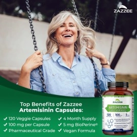 Zazzee Naturals Artemisinin,100mg Per Capsule,120 Veggie Capsules, Plus 5mg BioPerine