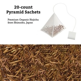 Sugimoto Tea - Organic Hojicha - Roasted Twig Tea - 12 Count Compostable Pyramid Teabags