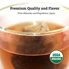 Sugimoto Tea - Organic Hojicha - Roasted Twig Tea - 12 Count Compostable Pyramid Teabags