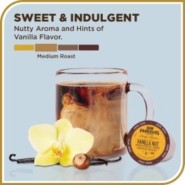 Don Francisco\'s Vanilla Nut Flavored Coffee - 24 K-Cup Compatible Single-Serve Pods - 100% Arabica, Smooth, Rich Flavor and Nutty Notes - Compatible with Keurig Brewers