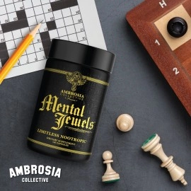 Ambrosia Mental Jewels (Capsules) - Cognitive Enhancer | Increase Memory, Communication Skills, Concentration & Focus | Alpha GPC, Choline, BaCognize | 120 Veggie Capsules (30 Day Supply)