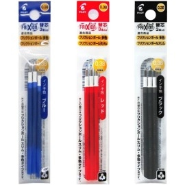 Pilot Gel Ink Refills for FriXion Ball 3 & FriXion Ball Slim 038 Gel Ink Pens, 0.38mm, Black/Blue/Red Ink, 3 Packs, 9 Refills Total