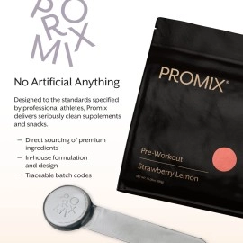 Promix Pre-Workout Powder, Strawberry Lemon - Maximize Focus & Performance - Helps Muscle Gain, Endurance & Enhanced Energy - Vitamin B12, Caffeine, Beta-Alanine & L-Tyrsosine - Gluten & Dairy-Free