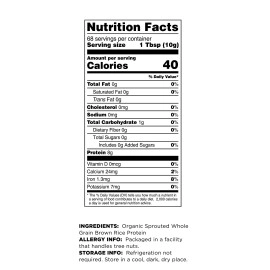 Terrasoul Superfoods Organic Sprouted Brown Rice Protein Powder, 1.5 Pounds