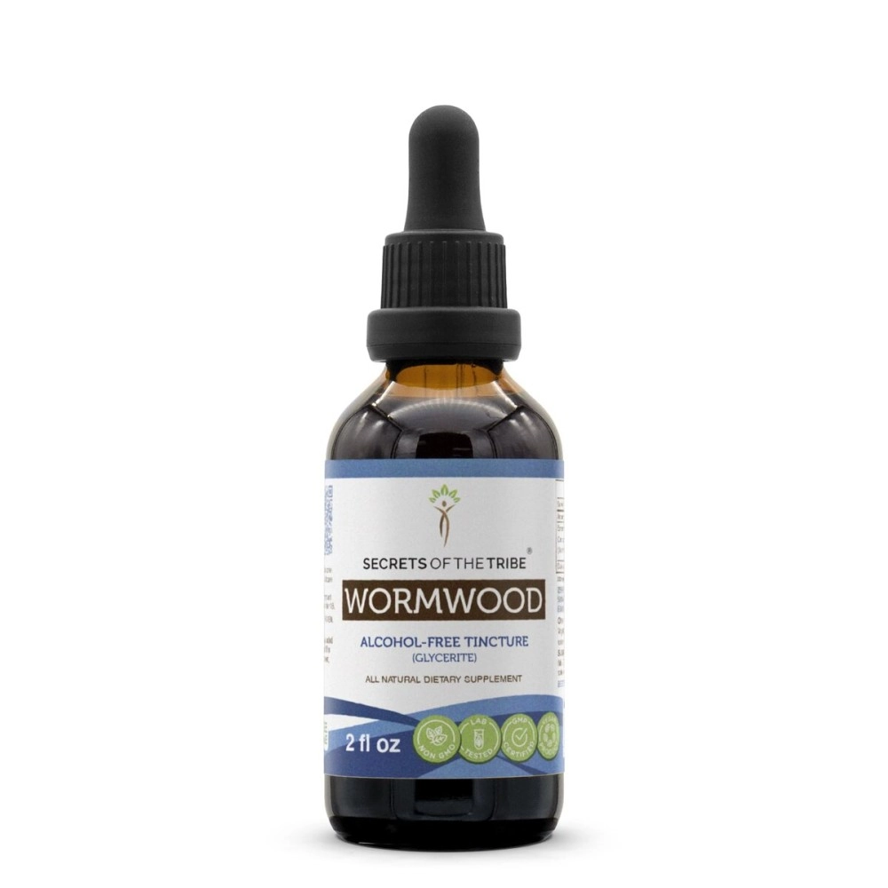 Secrets of the Tribe Wormwood Alcohol-Free Liquid Extract, Wormwood (Artemisia Absinthium) Dried Herb Tincture Supplement (2 FL OZ)
