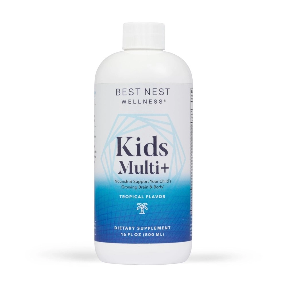 Best Nest Wellness Kids Liquid Multivitamin: Methylated Vitamins, Whole Food, Vegan, B12, Gluten-Free, Non-GMO Methylfolate Daily Liquid Vitamins for Kids with Immune Support -Tropical Flavor, 16oz
