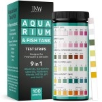 JNW Direct Aquarium Test Strips for Fish Tank 9 in 1, 100 Strip Pack, Test Hardness, Carbonate, Nitrate, Nitrite, pH & More, Accurate Freshwater and Saltwater Aquarium Water Testing