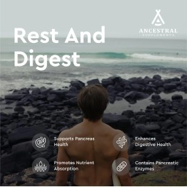 Ancestral Supplements Grass Fed Beef Pancreas Supplement, 500mg, Pancreatic Support with Proteolytic Enzymes for Digestion Support, Including Trypsin, Non-GMO, 180 Capsules