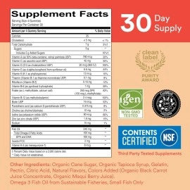 SmartyPants Vitamins Kid\'s Gluten-free Cherry Berry Daily Gummy Vitamins with Omega 3 Fish Oil/Methyl B12/Vitamin D3 & B6 (120 Pieces)