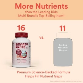 SmartyPants Vitamins Kid\'s Gluten-free Cherry Berry Daily Gummy Vitamins with Omega 3 Fish Oil/Methyl B12/Vitamin D3 & B6 (120 Pieces)