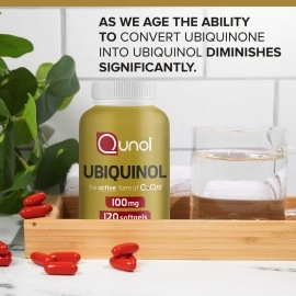 Qunol Ubiquinol CoQ10 100mg Softgels, Ubiquinol - Active form Of Coenzyme Q10, Antioxidant For Heart Health, Healthy Blood Pressure Levels, Beneficial To Statin Users, 4 Month Supply - 120 Count