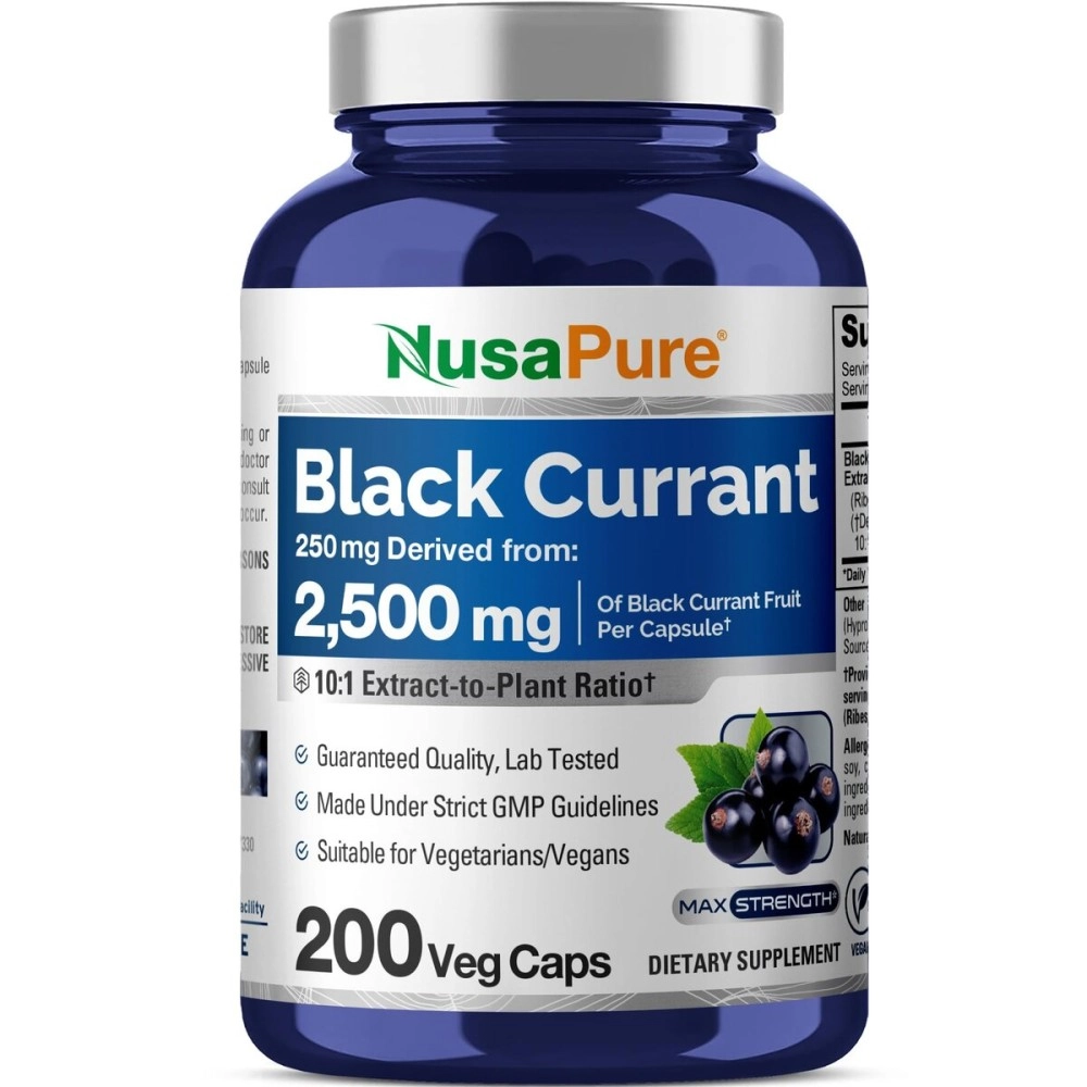 NusaPure Black Currant 2500 Mg Equivalent Per Caps 200 Veggie Capsules (Powder, Extract 10:1, Vegan, Non-GMO & Gluten-Free)