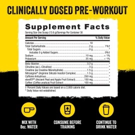 BEYOND RAW LIT | Clinically Dosed Pre-Workout Powder | Contains Caffeine, L-Citrulline, Beta-Alanine, and Nitric Oxide | Strawberry Lemonade | 30 Servings
