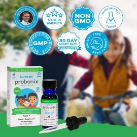 Probonix Humarian Advanced Probiotics for Kids - Extra-Strength 8-Strain Liquid Probiotic for Kids to Fortify Digestive Health and More - 90 Billion CFUs - 30-Day Supply - Tasty Grape Flavor