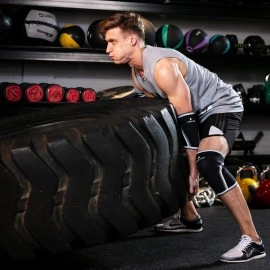 AEOLOS Compression Elbow Sleeves(Pair), 5mm Neoprene Elbow Barces for Weightlifting Powerlifting Tennis Golf and Basketball (Large, Black)