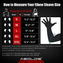 AEOLOS Compression Elbow Sleeves(Pair), 5mm Neoprene Elbow Barces for Weightlifting Powerlifting Tennis Golf and Basketball (Large, Black)
