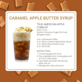 Monin - Caramel Apple Butter Syrup, Buttery Caramel and Cooked Apple Flavor, Natural Flavors, Great for Hot Lattes, Ciders, and Seasonal Cocktails, Vegan, Non-GMO, Gluten-Free (750 ml)