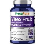 NusaPure Vitex Chasteberry Fruit 20:1 Extract 9,000 mg -200 Veggie Caps 200 Days Supply (Non-GMO & Gluten Free)