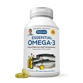 ANDREW LESSMAN Essential Omega-3 Unflavored - 180 Softgels - Ultra-Pure, High Potency Omega-3 Oils. High DHA, No Stomach Upset, No Contaminants, No Mercury. Small Easy to Swallow Softgels