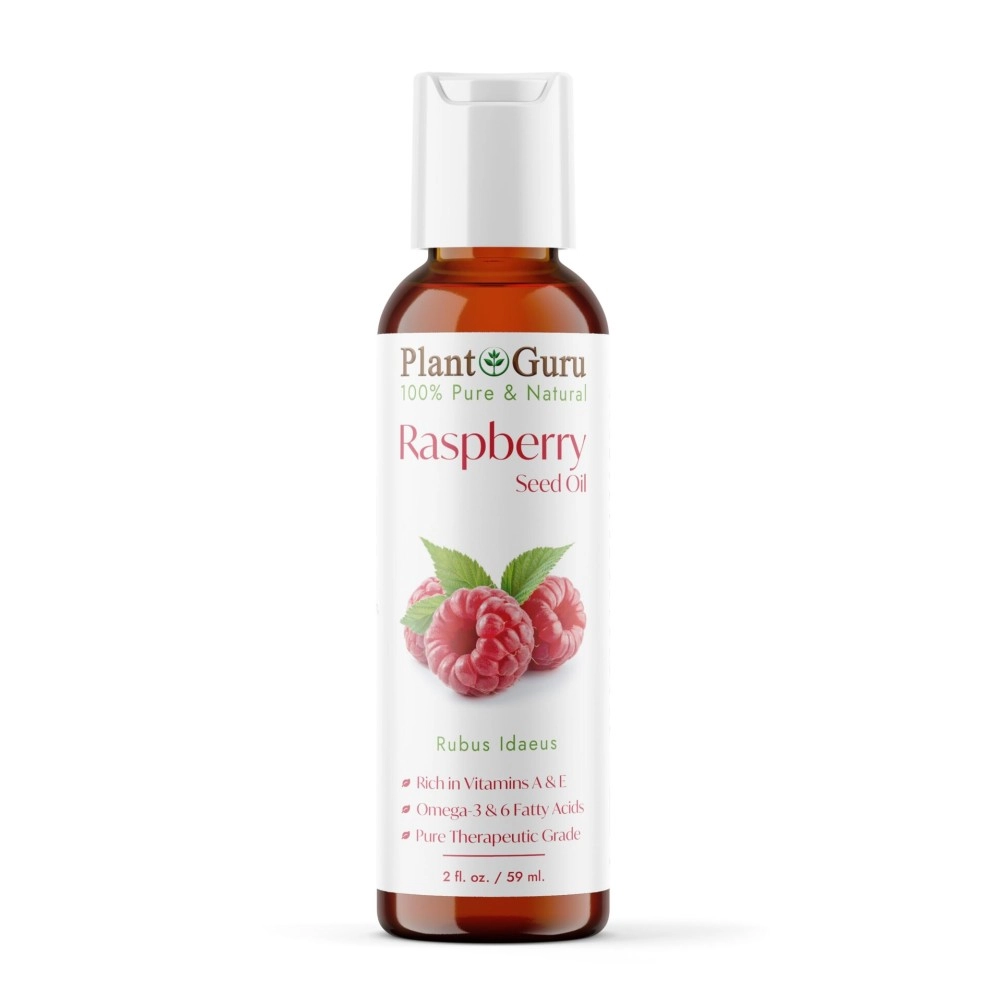 Plant Guru Raspberry Seed Oil 2 oz. Virgin, Unrefined Cold Pressed 100% Pure Natural - Skin, Body And Face. Great for Psoriasis & More!