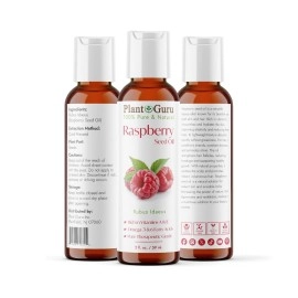 Plant Guru Raspberry Seed Oil 2 oz. Virgin, Unrefined Cold Pressed 100% Pure Natural - Skin, Body And Face. Great for Psoriasis & More!