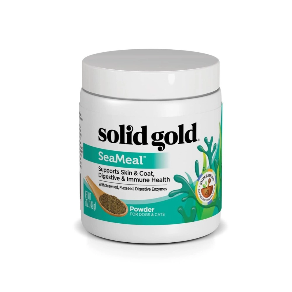 Solid Gold Cat & Dog Multivitamin Powder - Kelp Powder, Omega 3 & Vitamins for Dental, Digestive, Immune, Skin & Coat Health - Multi Vitamin for Dogs & Cats - Cat & Dog Food Additive Supplement - 5oz
