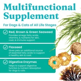 Solid Gold Cat & Dog Multivitamin Powder - Kelp Powder, Omega 3 & Vitamins for Dental, Digestive, Immune, Skin & Coat Health - Multi Vitamin for Dogs & Cats - Cat & Dog Food Additive Supplement - 5oz
