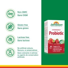 Jamieson Probiotic Chewable Strawberry Flavour 60 Tablets