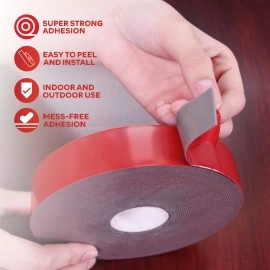 XFasten Extreme Double-Sided Acrylic Mounting Tape Removable, Gray, 1-Inch x 450-Inch, Weatherproof, Super Strong Double-Sided Adhesive and Tough Bonding Strength