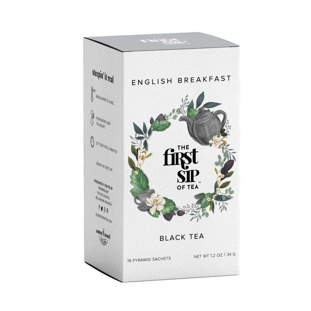 The Spice Hut English Breakfast Black Tea Bags, 16 Tea Bags, First Sip Of Tea
